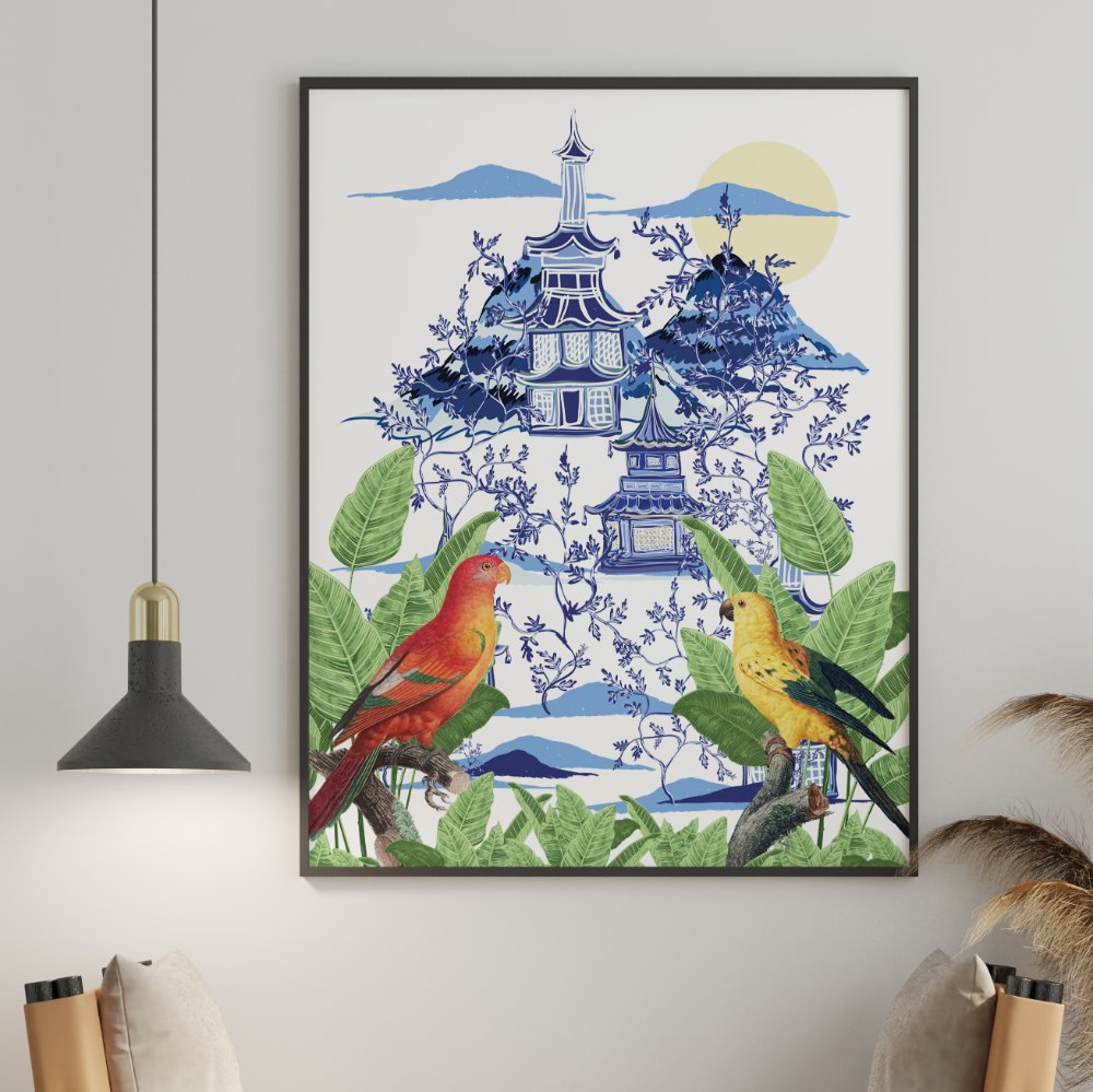 Blue House with Tropical Garden