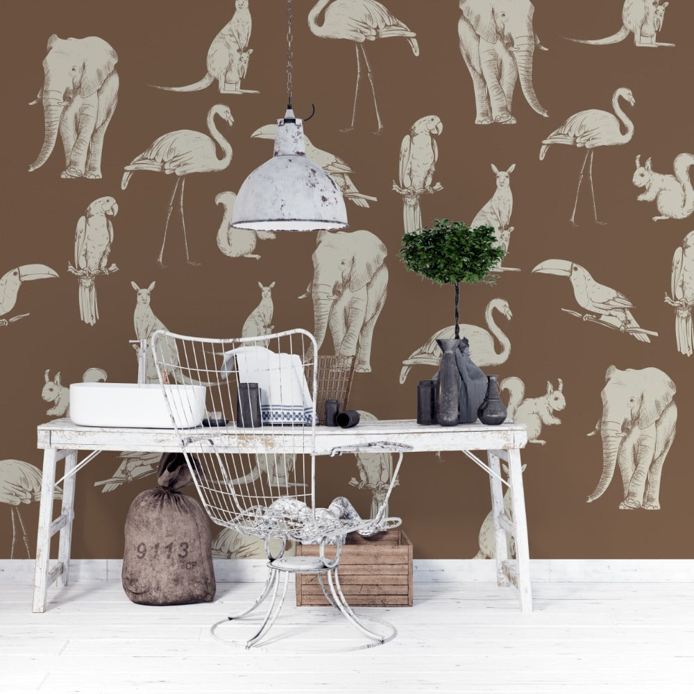 Animal land kids room wallpaper