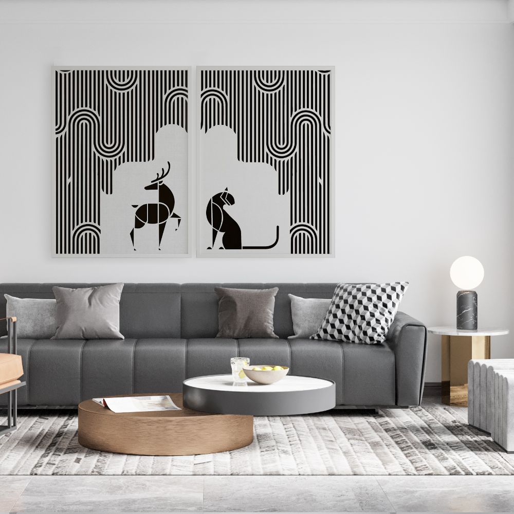 Duo of Deer and Jaguar - Set of 2