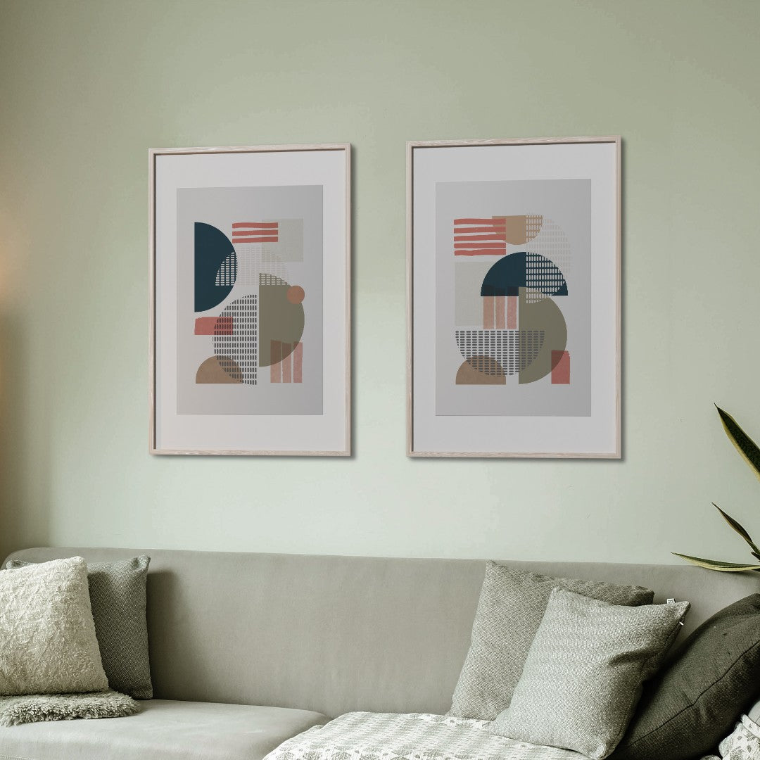 Colorful Shapes with Glass Frame - Set of 2