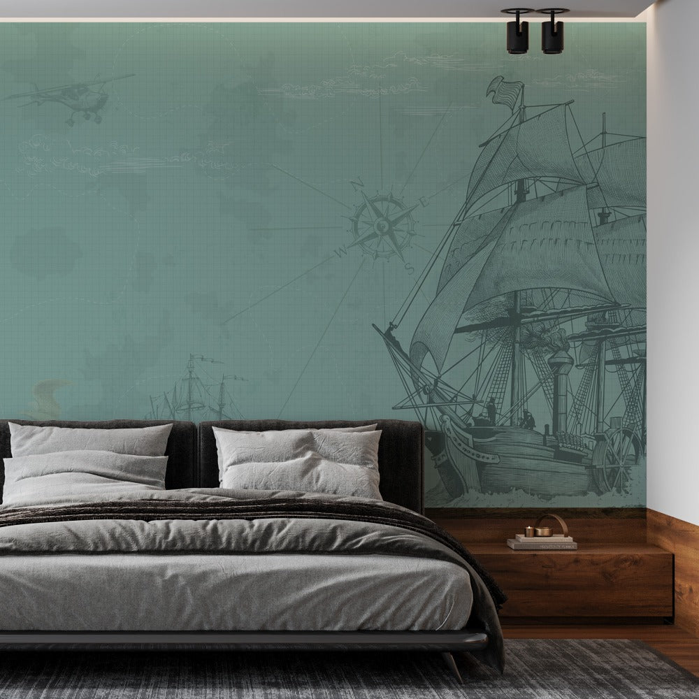 Its Sailing Time kids room wallpaper