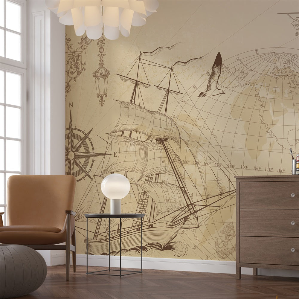 Sailing Time kids room wallpaper