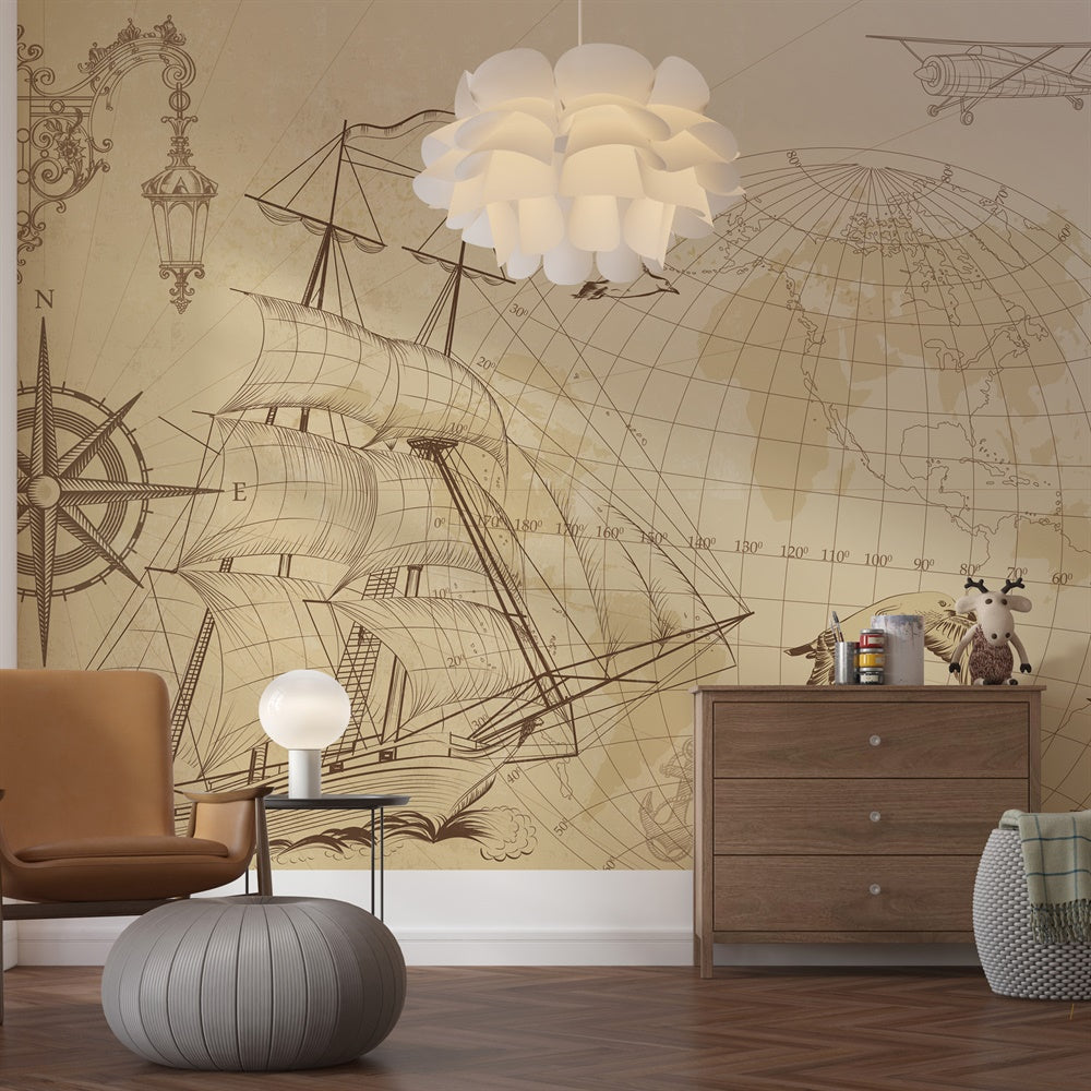 Sailing Time kids room wallpaper