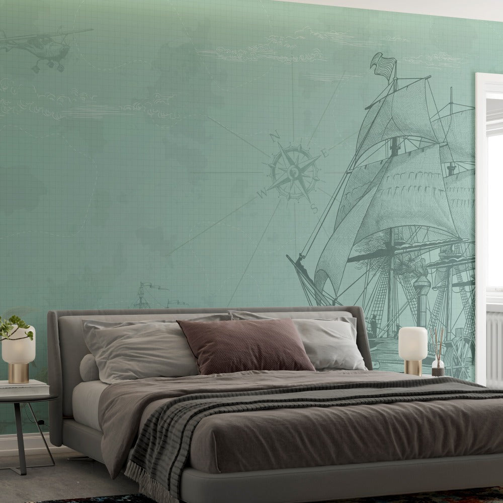 Its Sailing Time kids room wallpaper