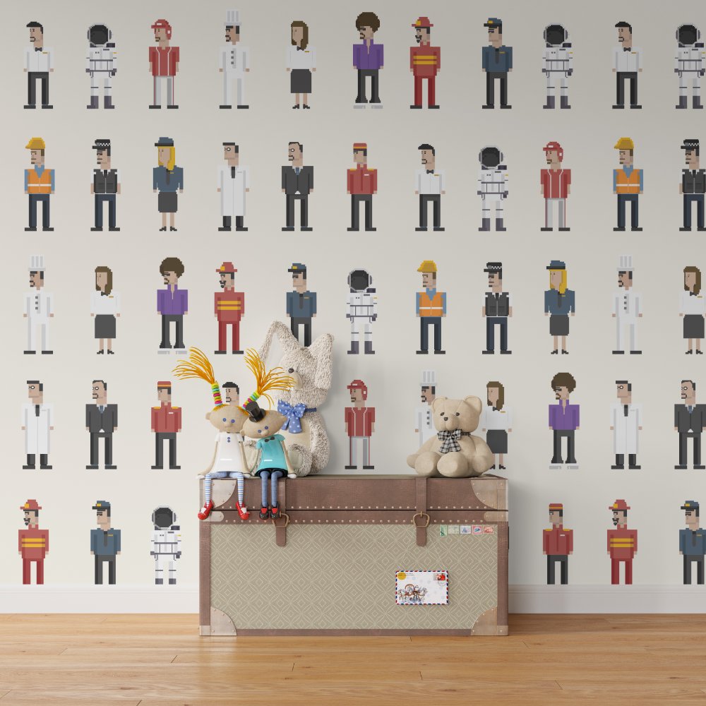 Pixel print - Kids room wallpaper