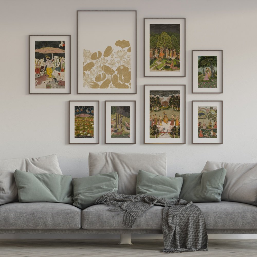 Fusion of Indian Miniature Painting - Set of 8