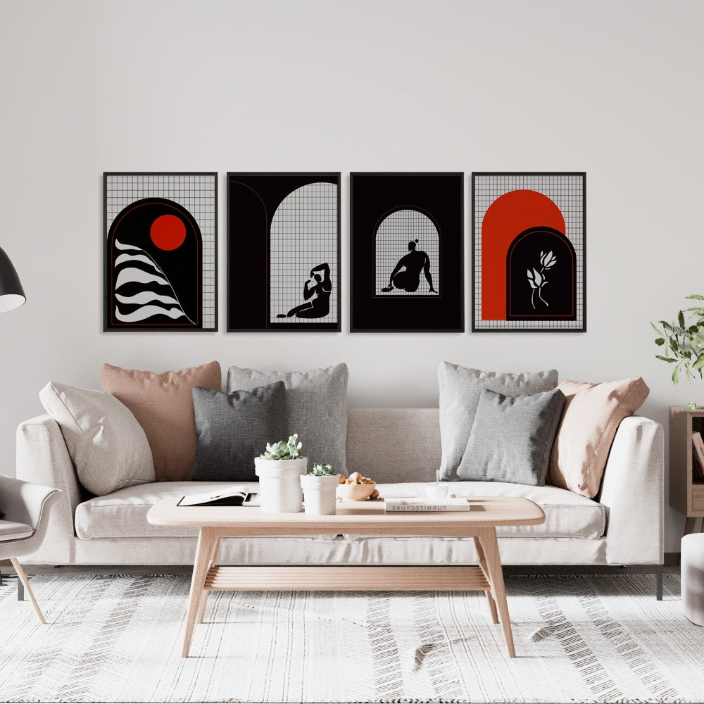 Black & Red - Set of 4