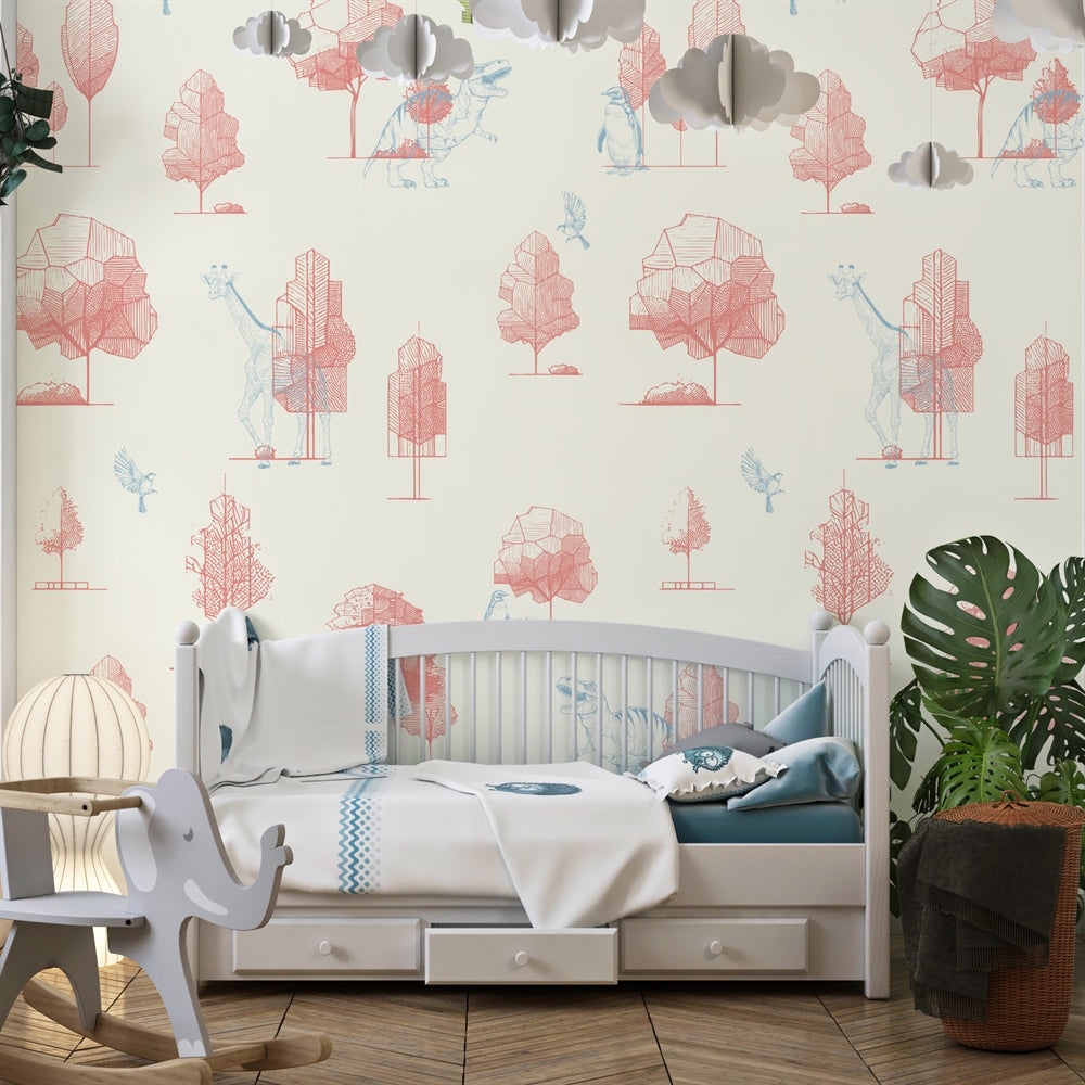 Sketchy Junglee kids room wallpaper