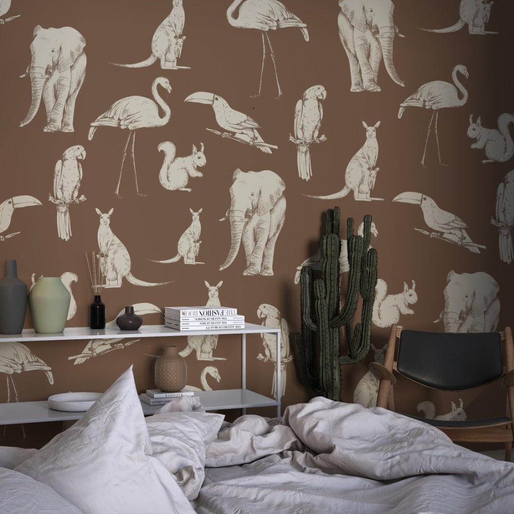 Animal land kids room wallpaper