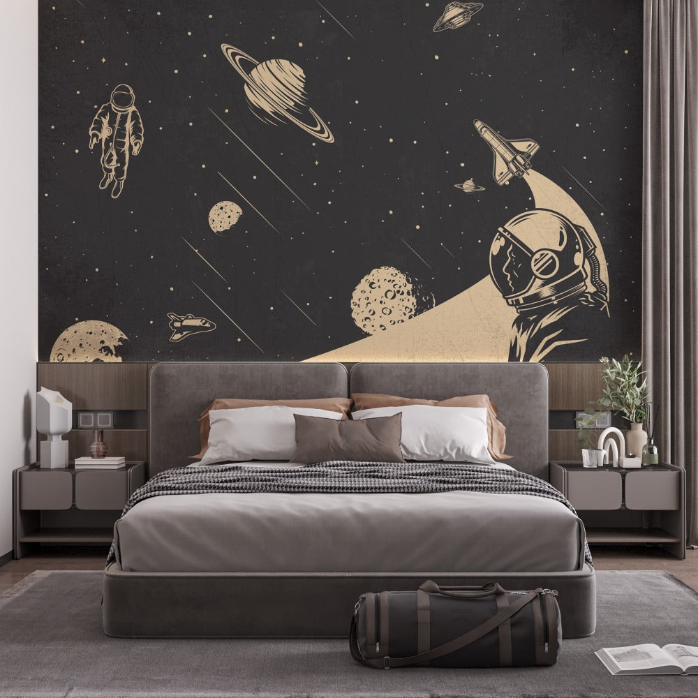 Astronaut kids room wallpaper