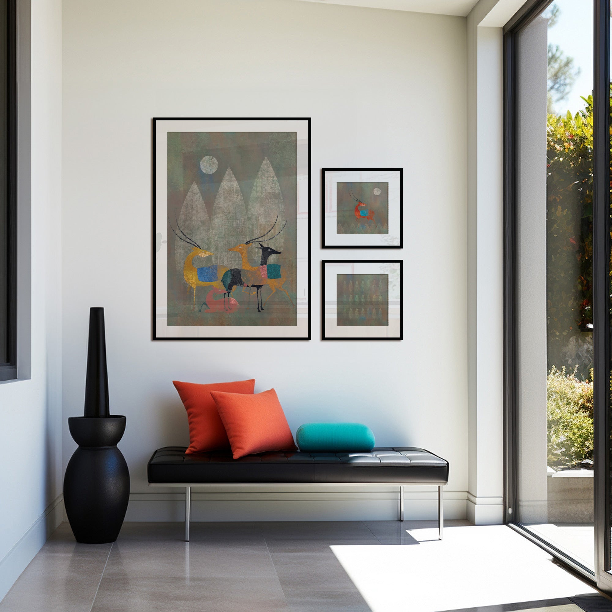 Moonlit Herd: A Symphony in Rust and Shadow - Set of 3