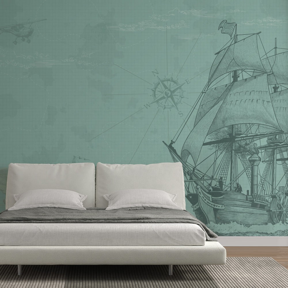 Its Sailing Time kids room wallpaper