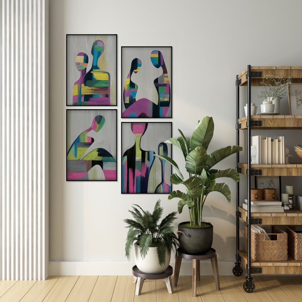 Colourful Faces - Set of 4