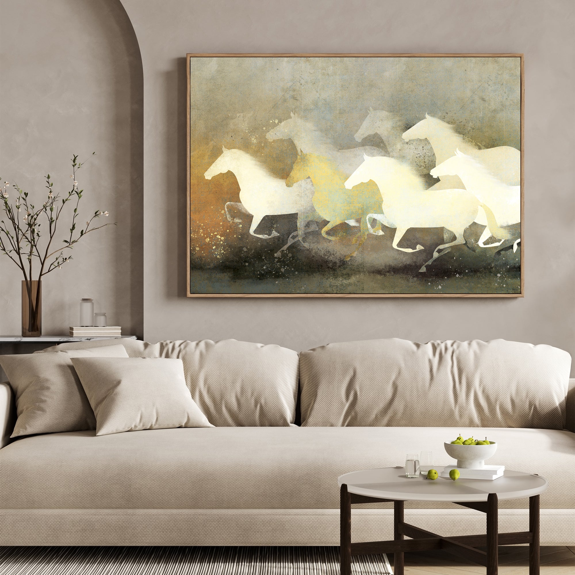 7 White Horses Vastu Wall Art