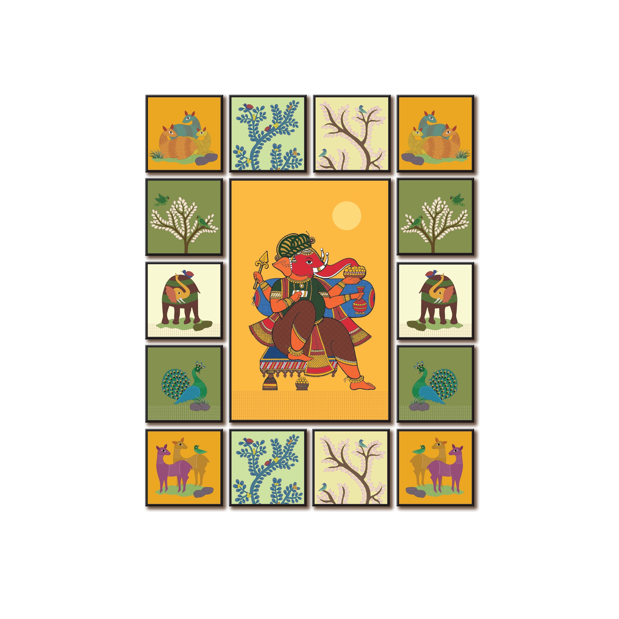 Gaj Rang Grid - Set of 15