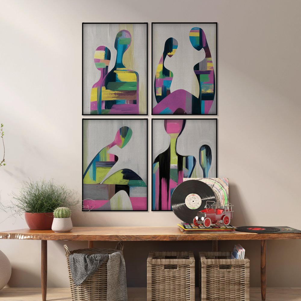 Colourful Faces - Set of 4