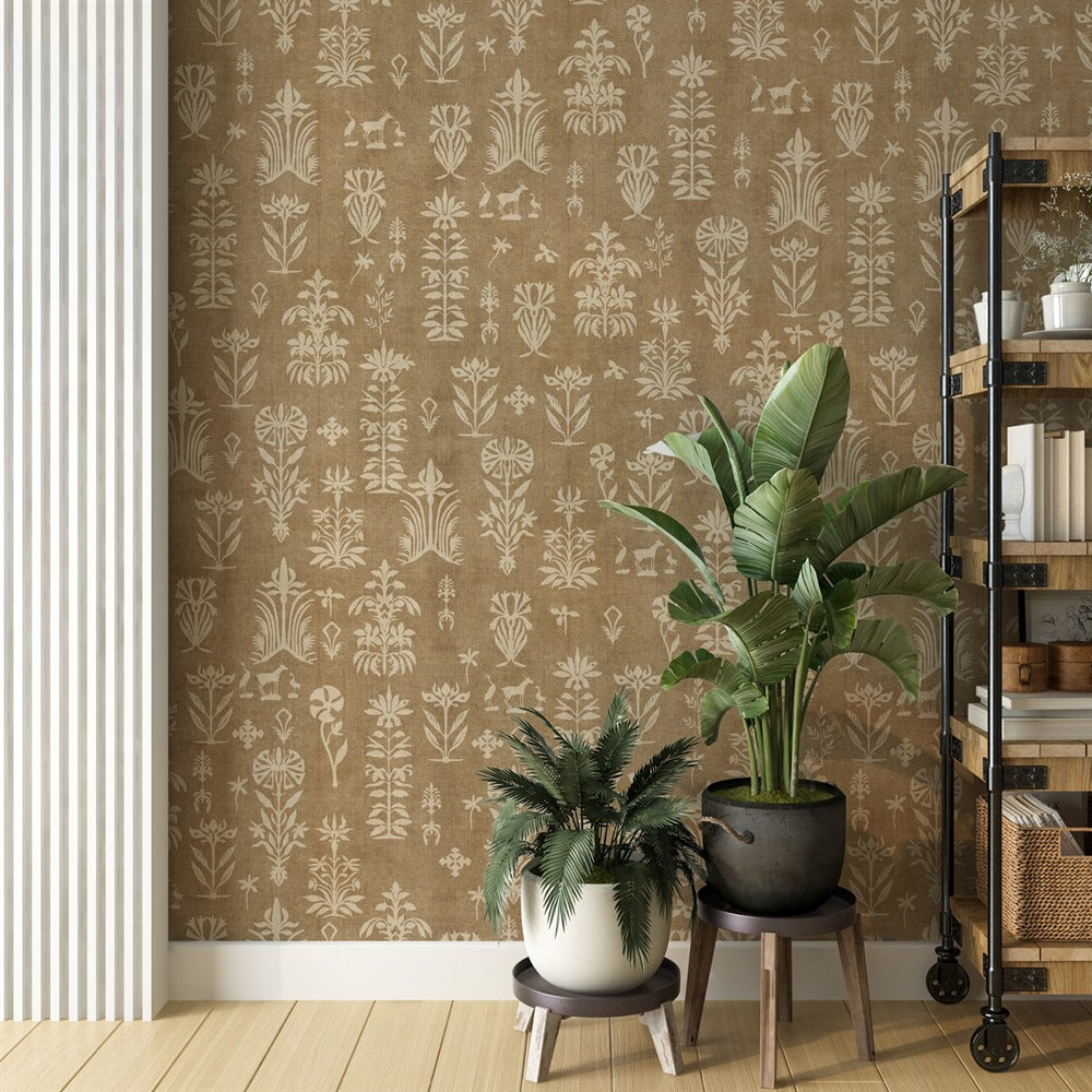 On the Earthy Space kids room wallpaper