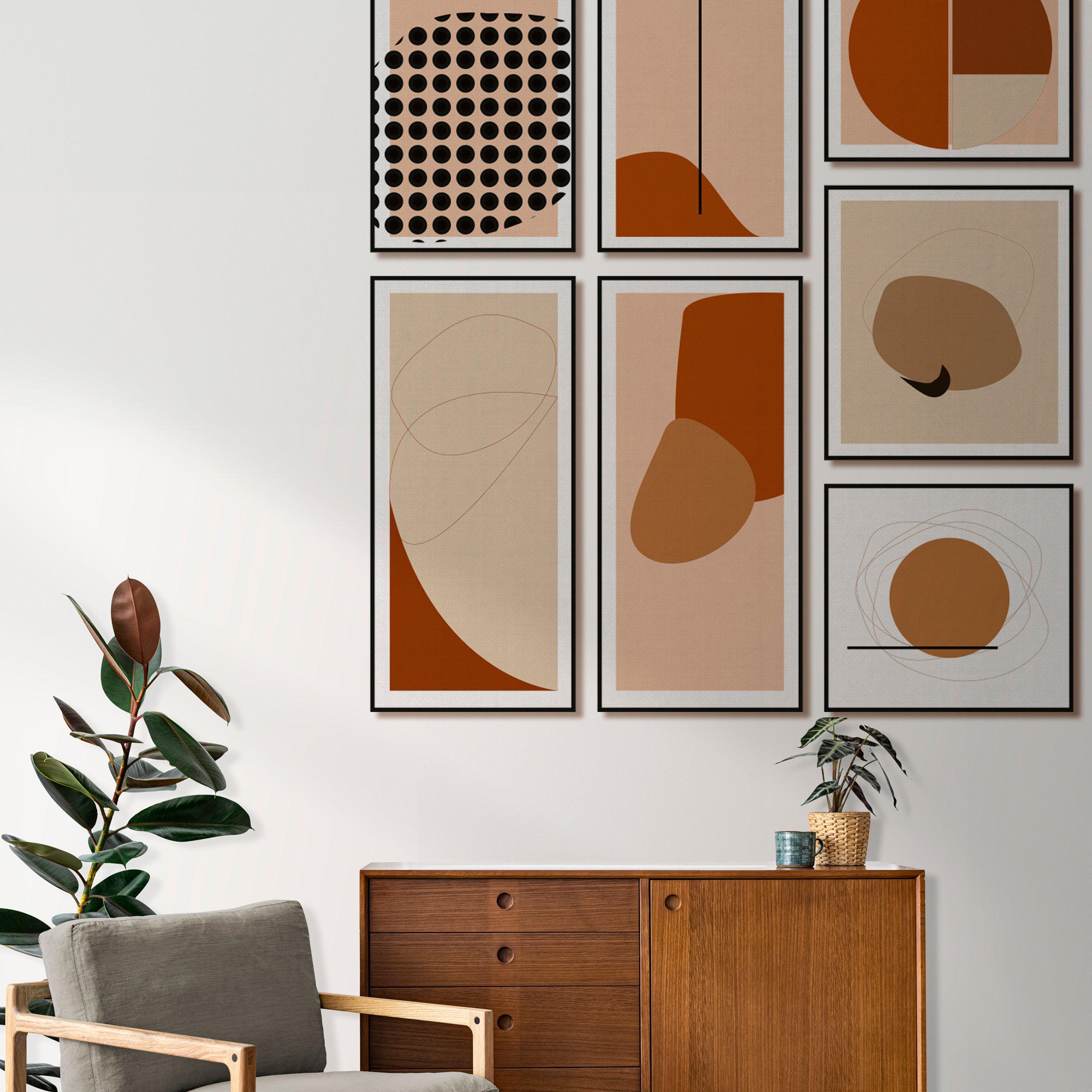 Abstract Warm Tone - set of 9