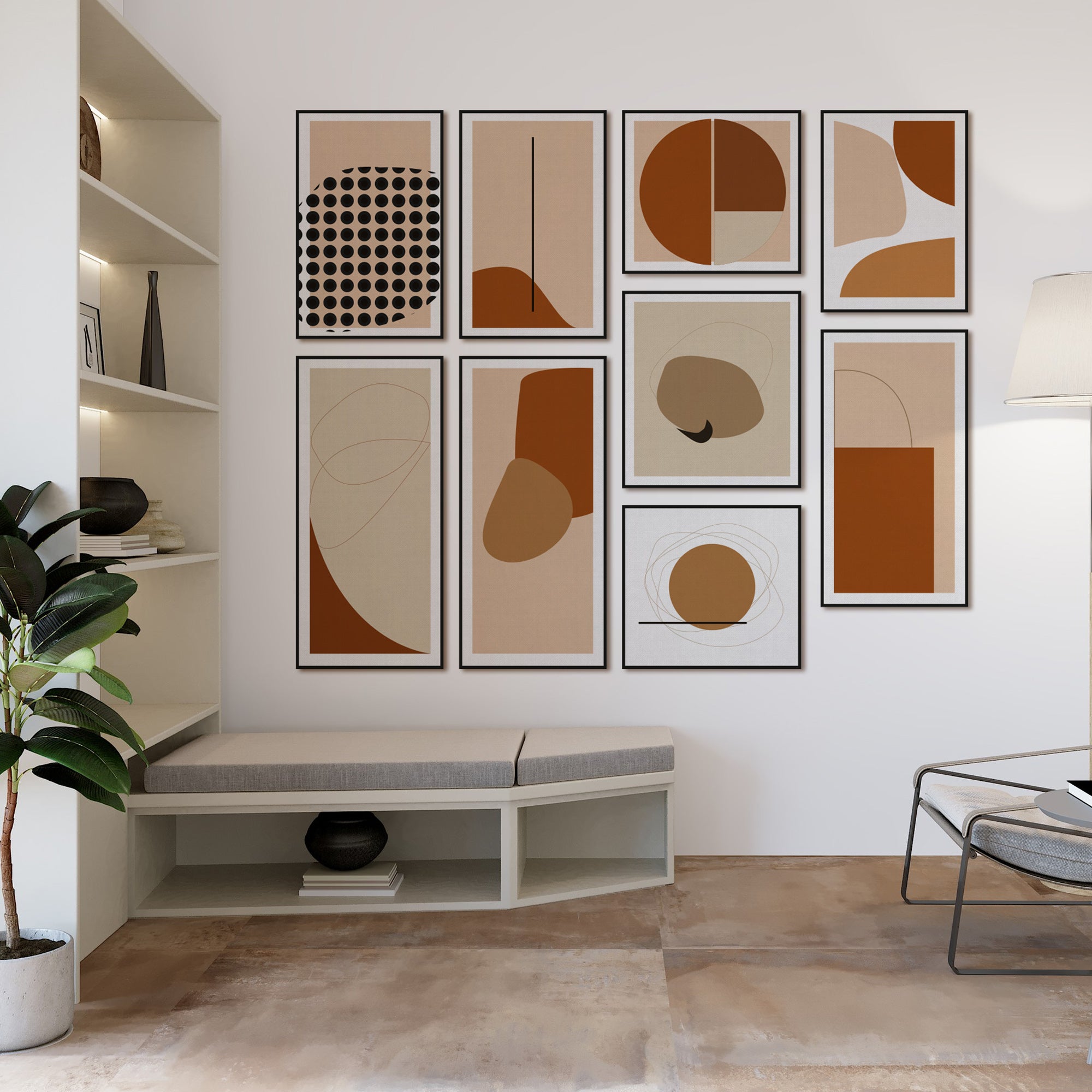 Abstract Warm Tone - set of 9