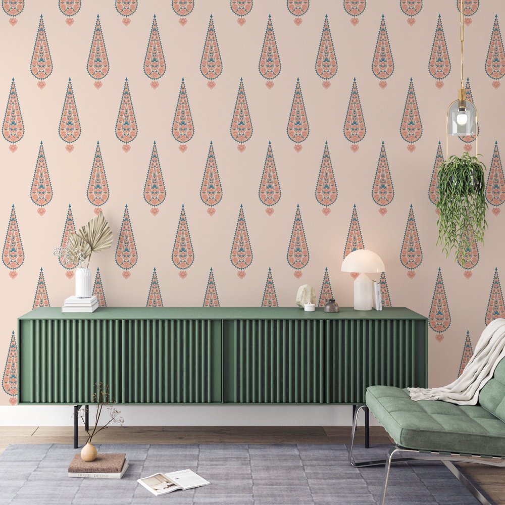 Bloom in Peach- Kids Room Wallpaper