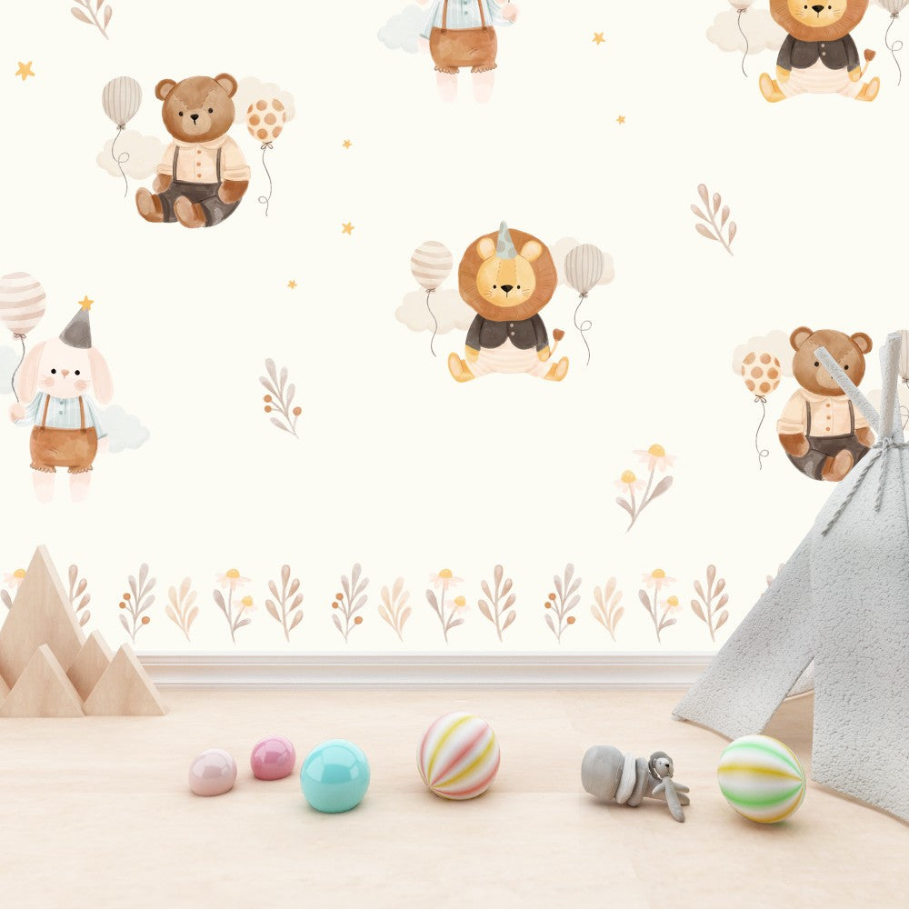 Celebration - teddy - kids room wallpaper
