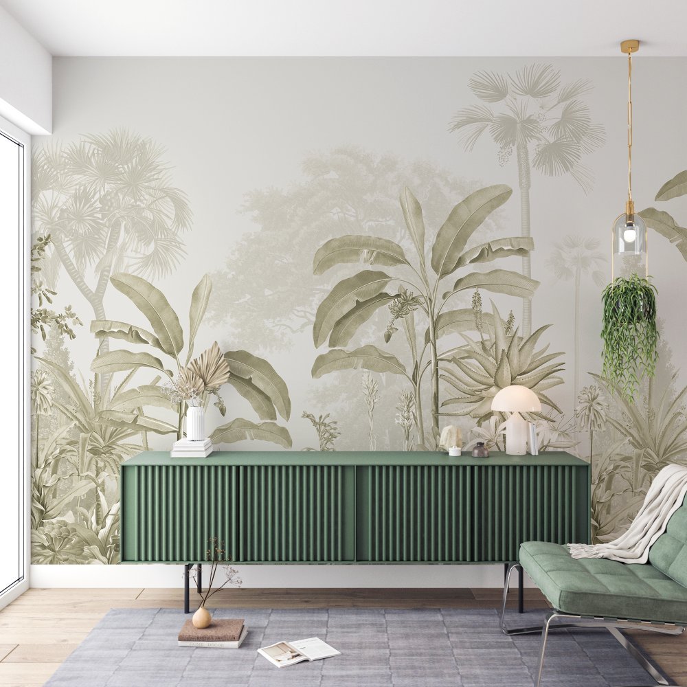Tropical Lines Art- Teal Tone wallpaper