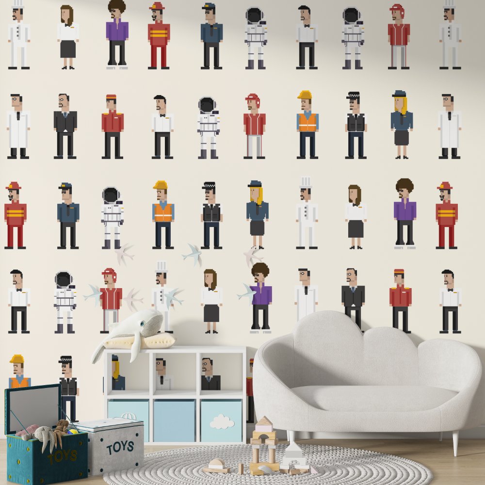 Pixel print - Kids room wallpaper