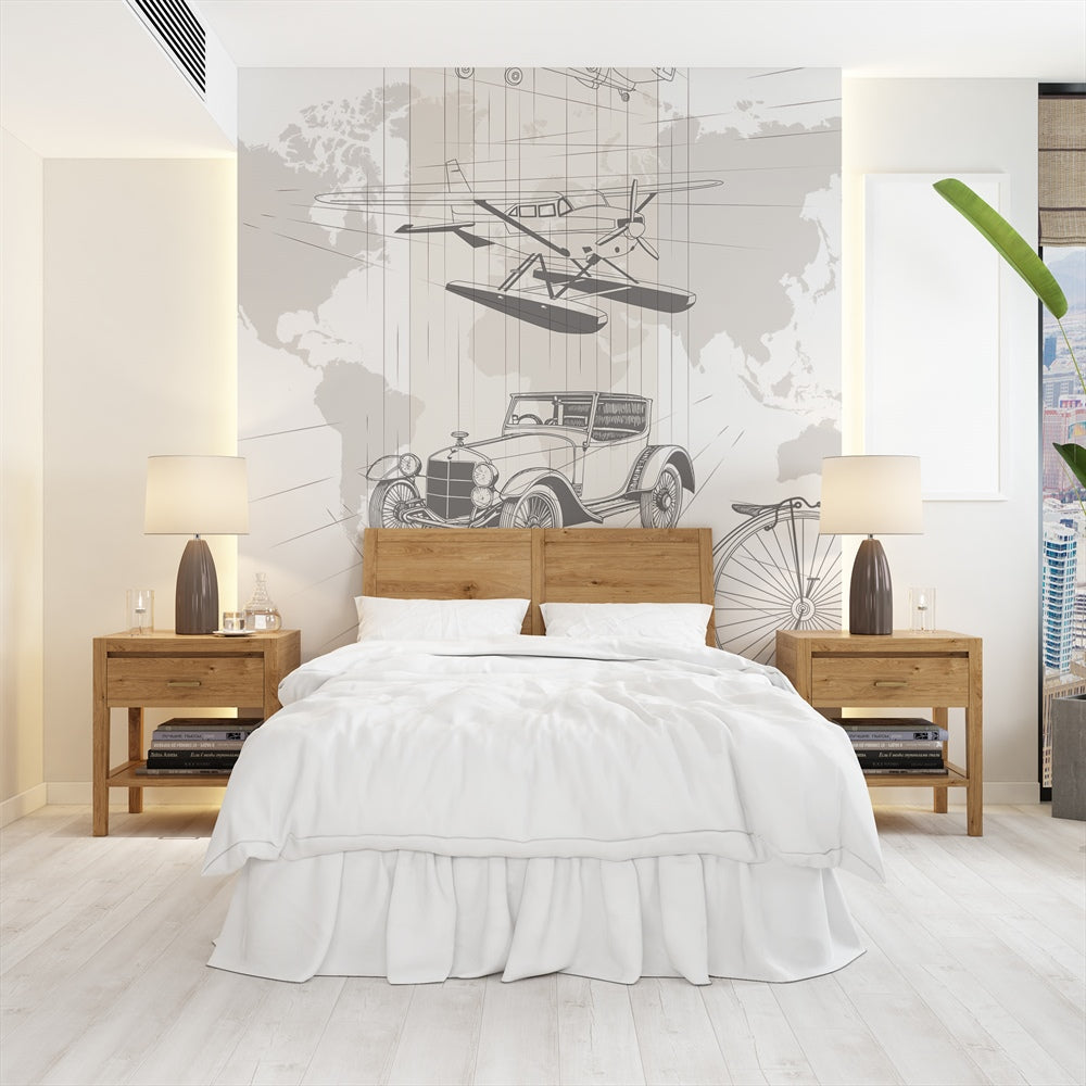 The Vintage Ride kids room wallpaper