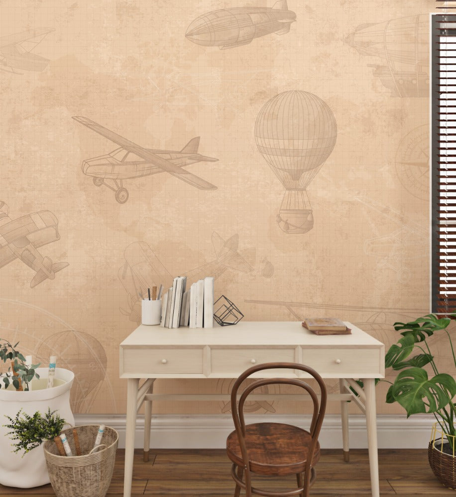 Lets Touch the Sky- Planes Wallpaper for Kids Room