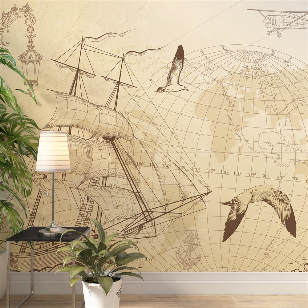 Sailing Time kids room wallpaper
