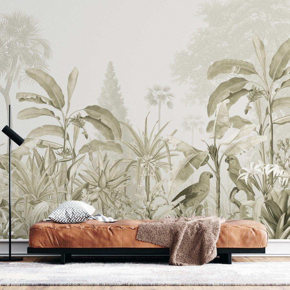 Parrots visiting tropical lines - Green tone