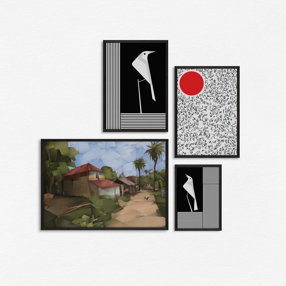 Combination of Nature and Abstract - Set of 4