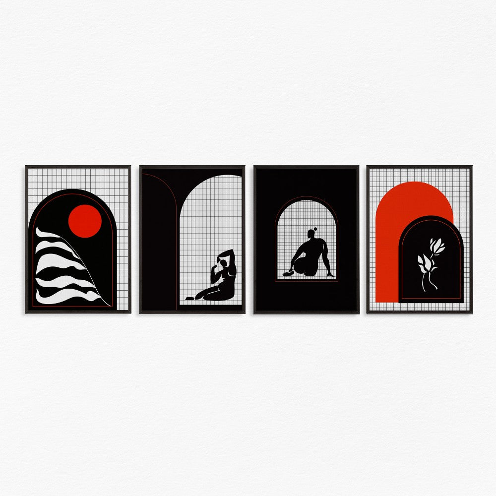 Black & Red - Set of 4