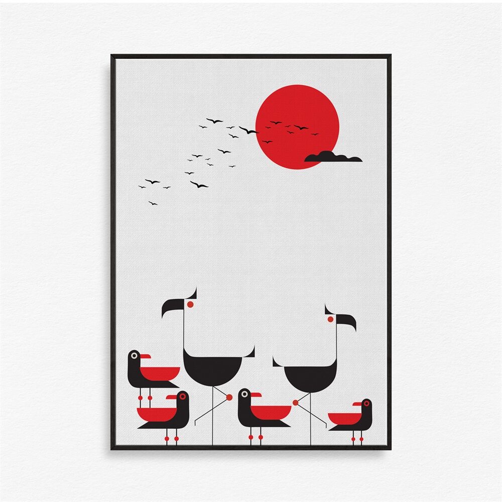 Flamingo & Bird in Radiant Sunlight