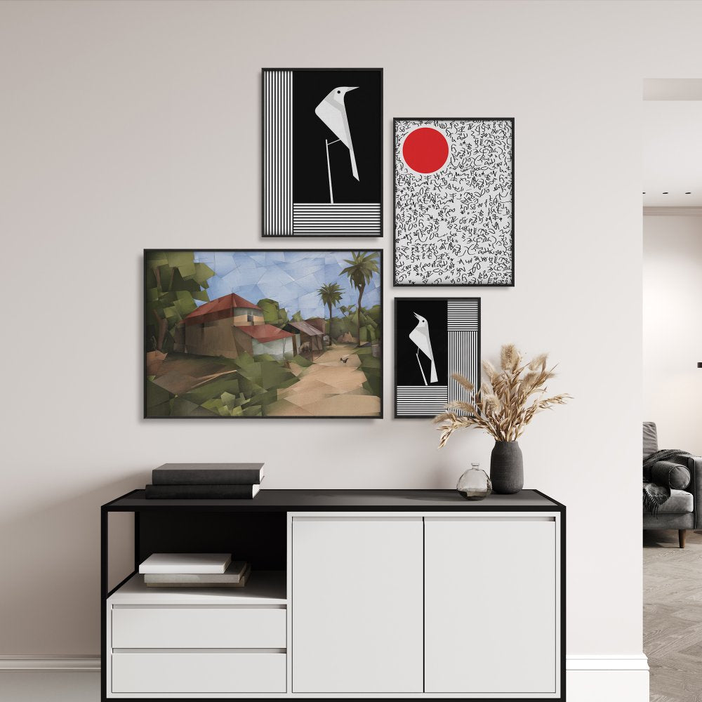 Combination of Nature and Abstract - Set of 4