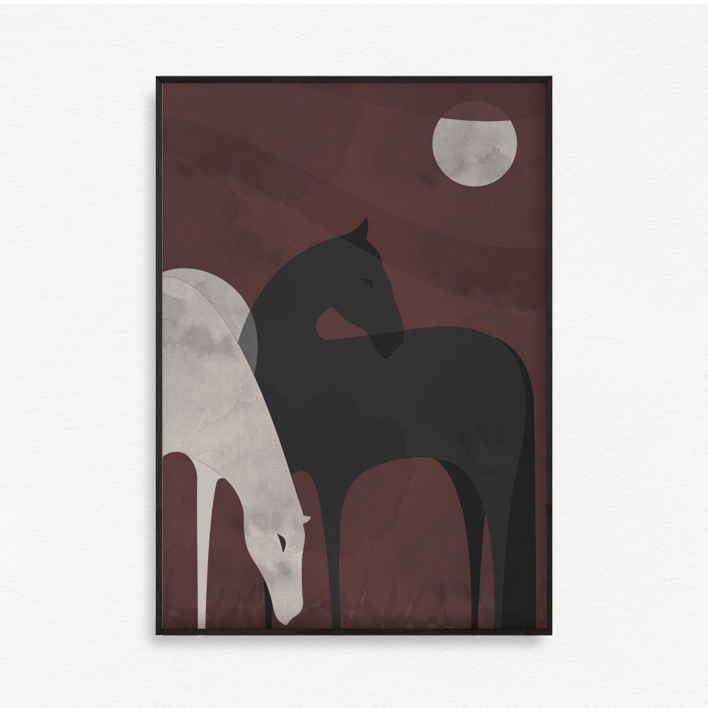 Two Horses in moon light