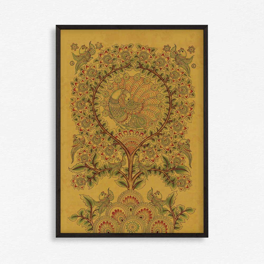 Kalamkari - Peacock and Petal