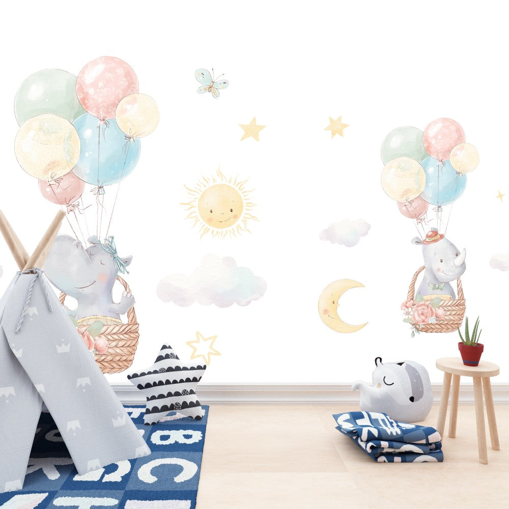 Flying Animals Kids Room Wallpaper