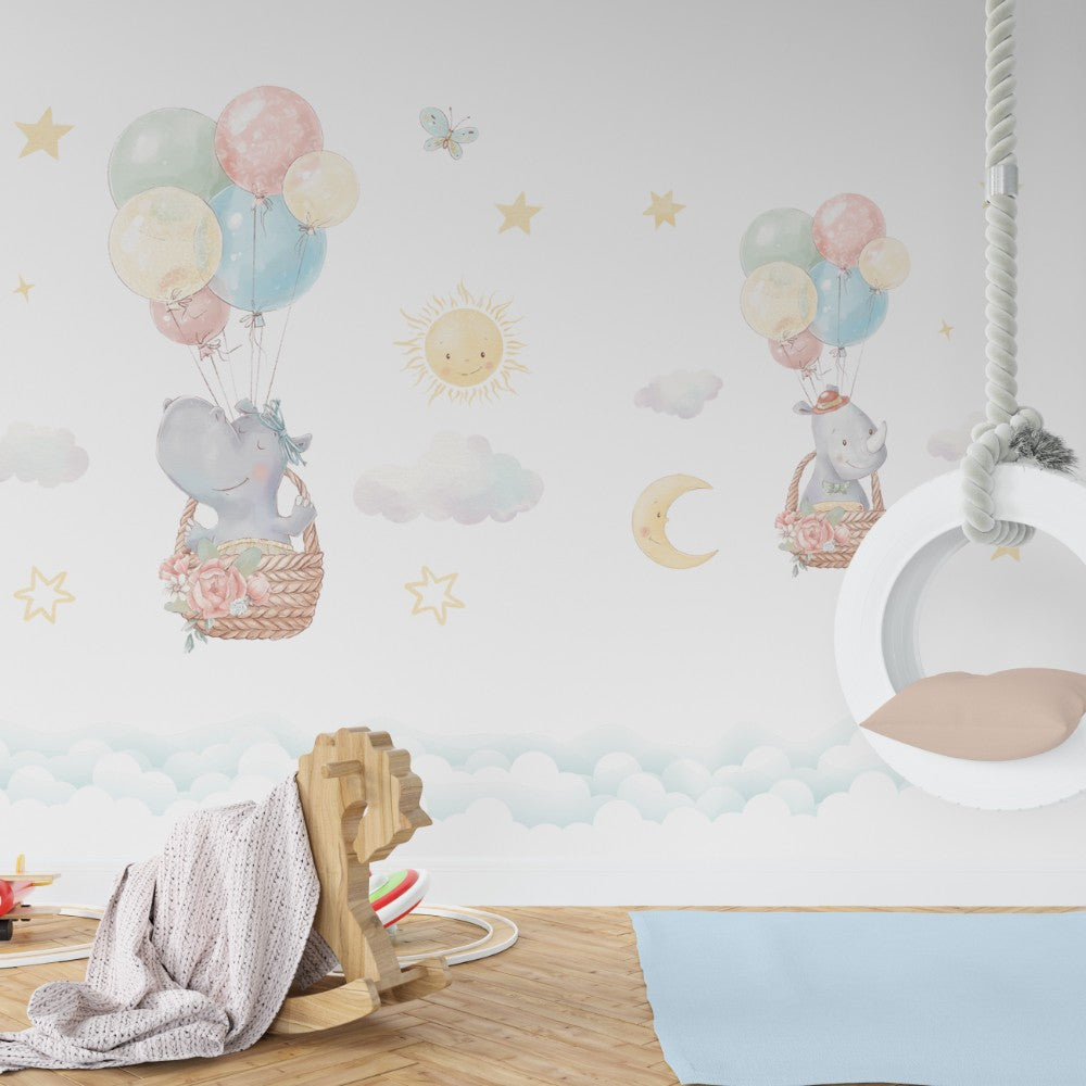 Flying Animals Kids Room Wallpaper