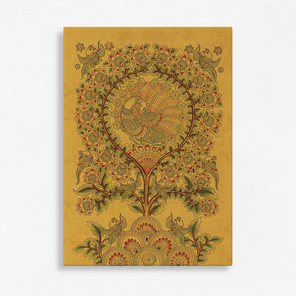 Kalamkari - Peacock and Petal
