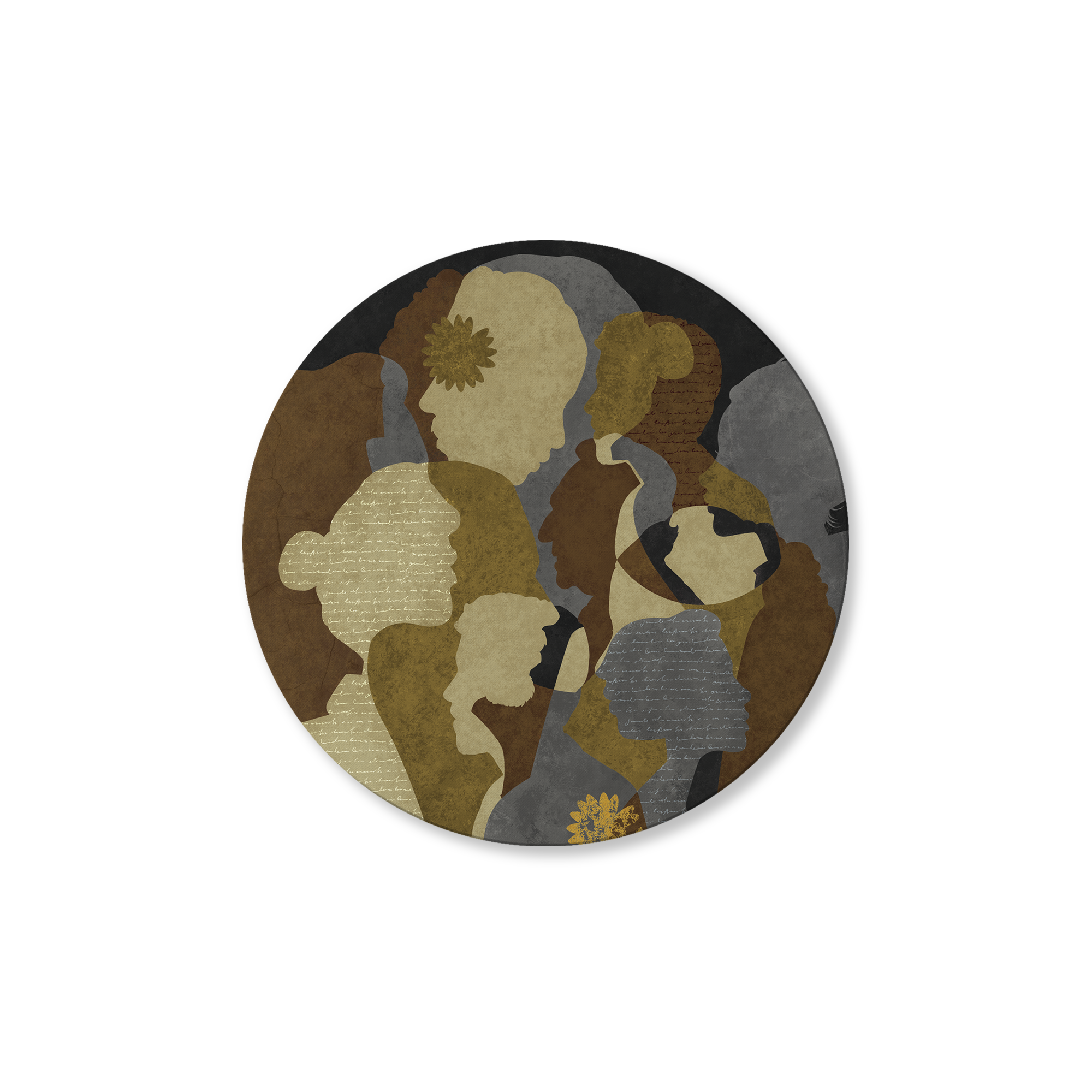 Faces in Transit - Round Wall Art Canvas Painting