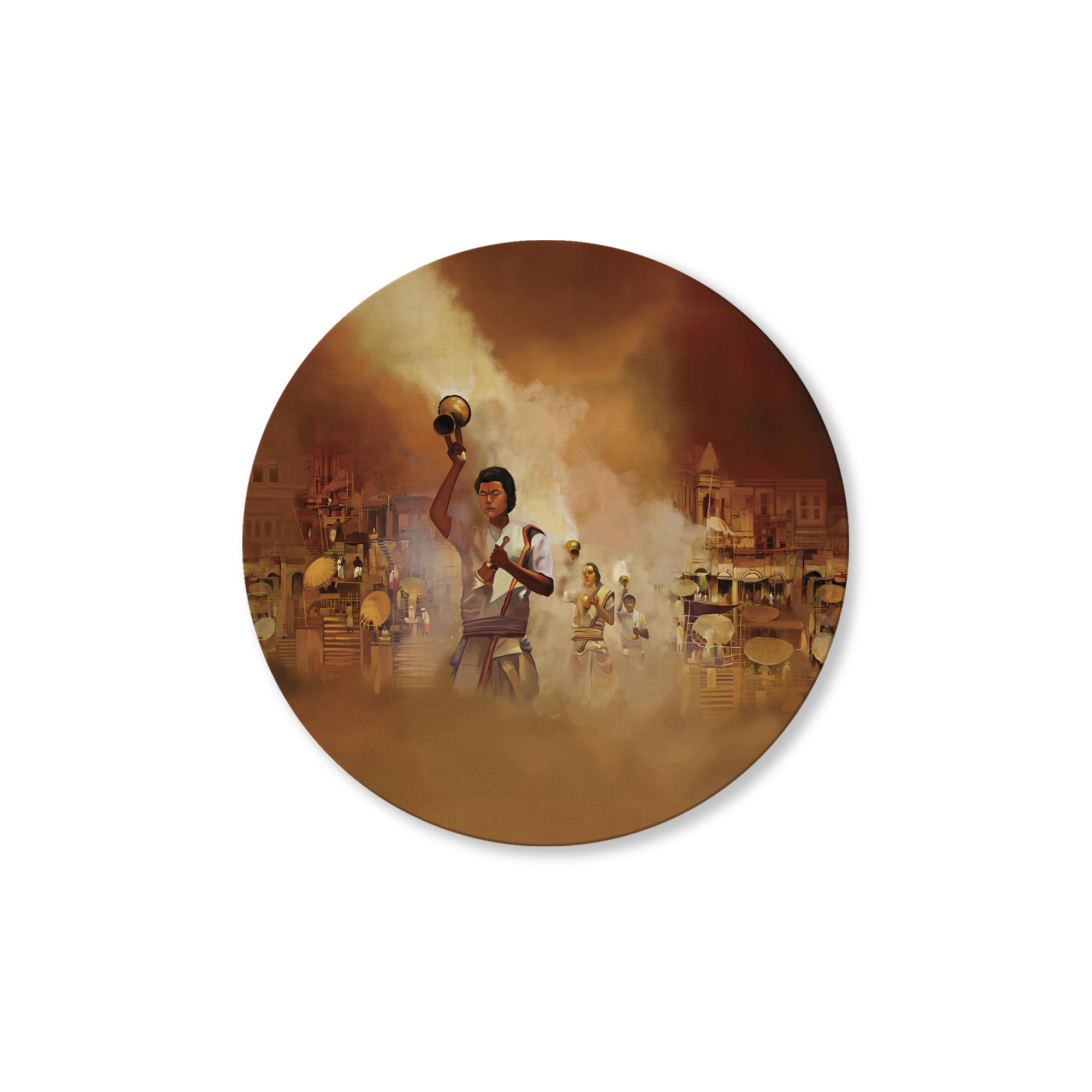 The Divine Arti - Round- Wall Art Canvas Painting