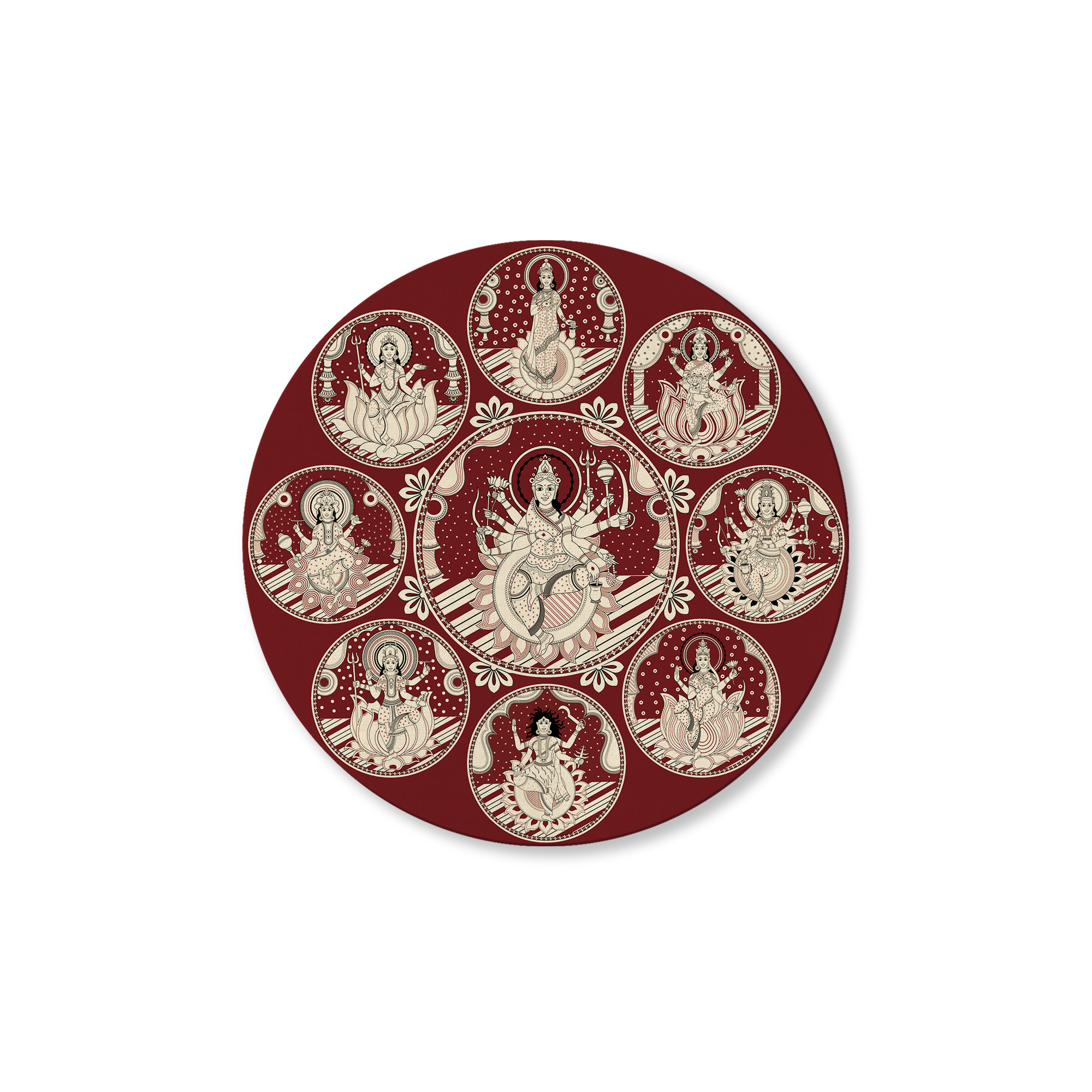 Durga Maa Face Mandala Wall Art Canvas Painting