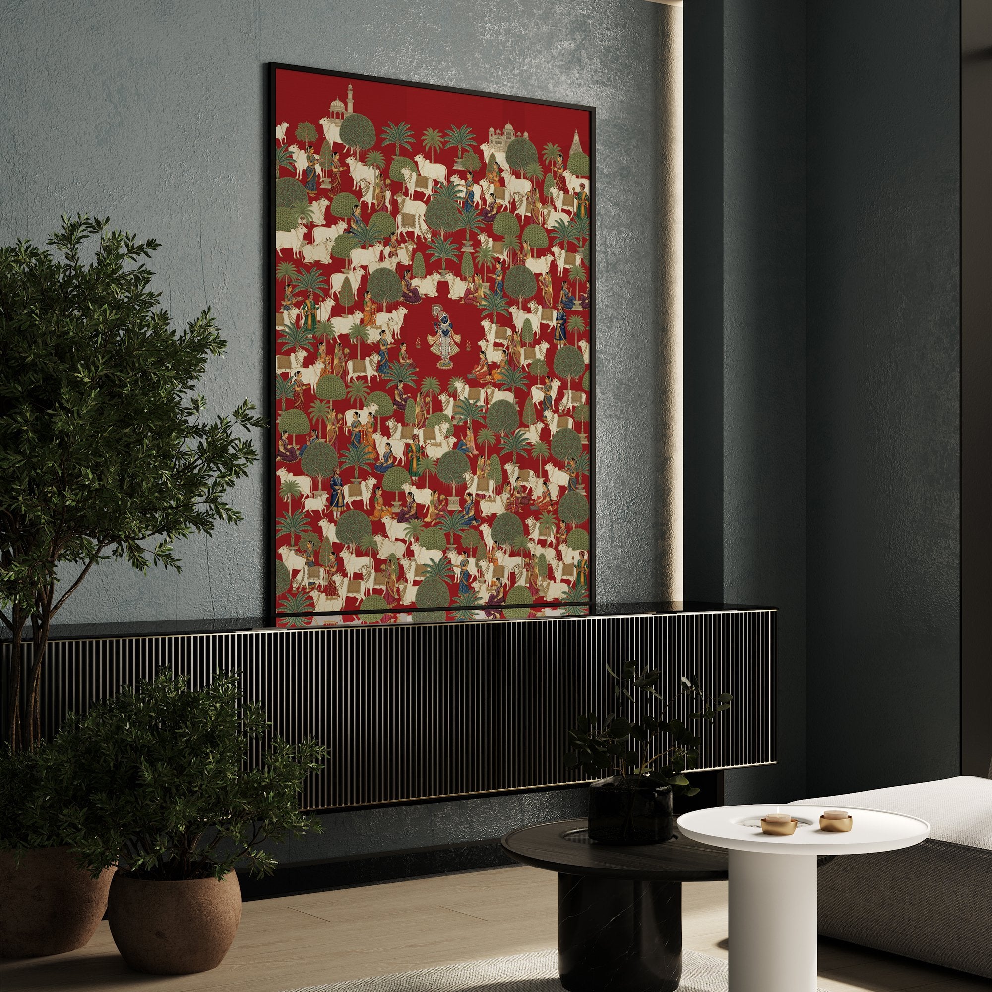 Lord Shree Krishna in the Garden of Bliss Wall Painting