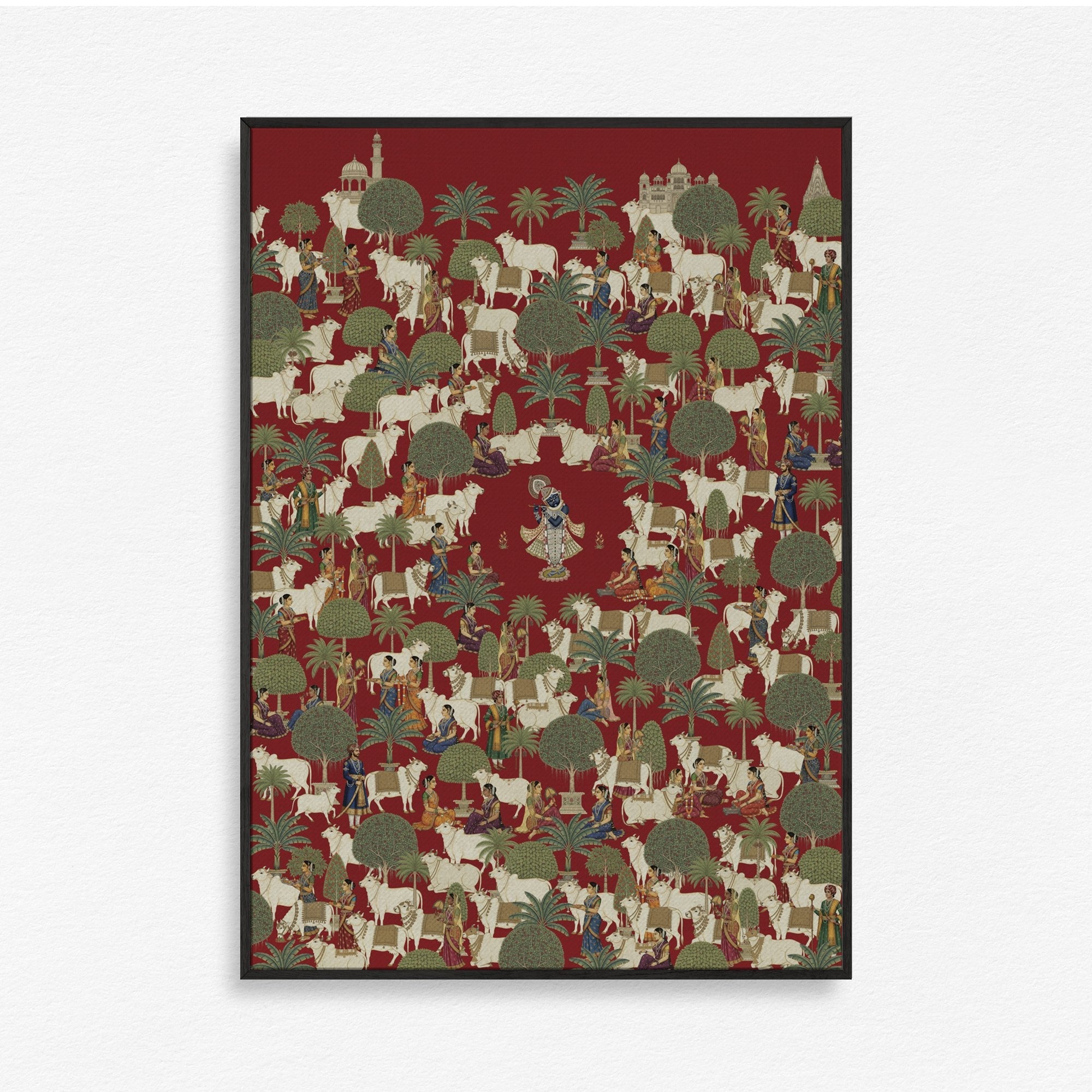 Lord Shree Krishna in the Garden of Bliss Wall Painting