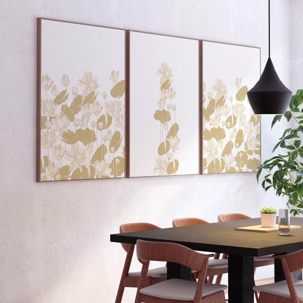 Lotus Dancing in Golden Light - Set of 3