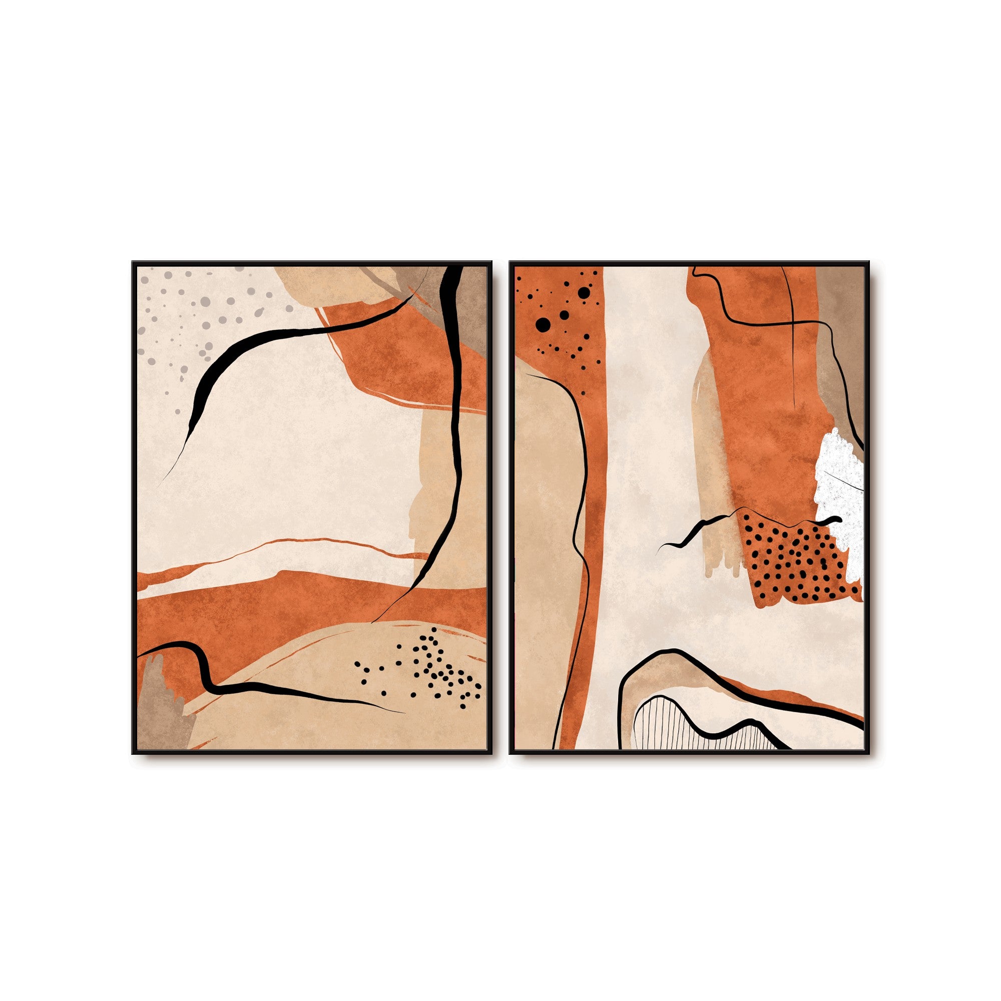 Orange Abstract - Set of 2