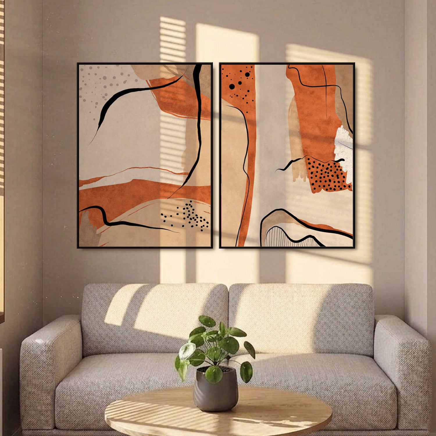 Orange Abstract - Set of 2