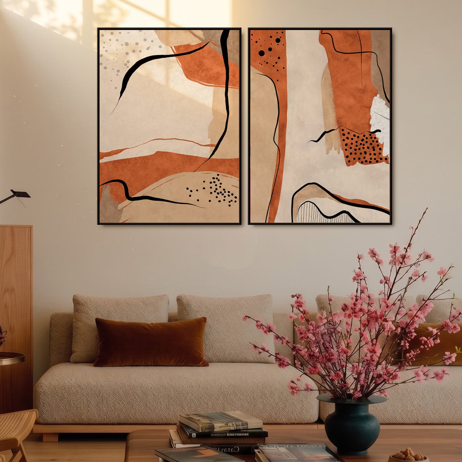 Orange Abstract - Set of 2