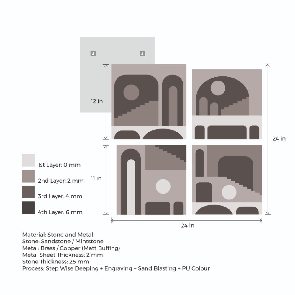 Arches in square - Set of 4